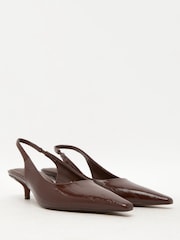 Schuh Brown Shery Kitten Heel Court Shoes - Image 2 of 4