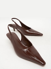 Schuh Brown Shery Kitten Heel Court Shoes - Image 3 of 4