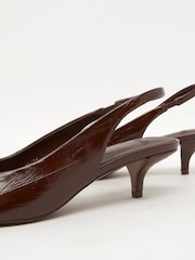 Schuh Brown Shery Kitten Heel Court Shoes - Image 4 of 4