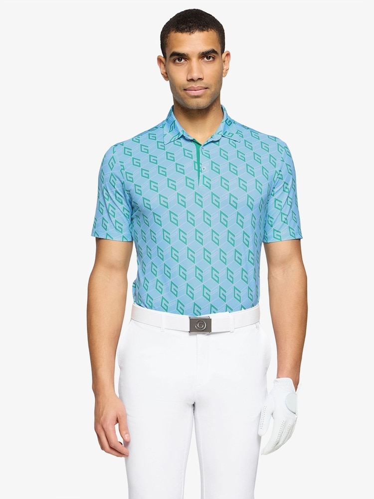Galvin Green Blue Martinez Breathable Short Sleeve Golf Shirt - Image 1 of 5