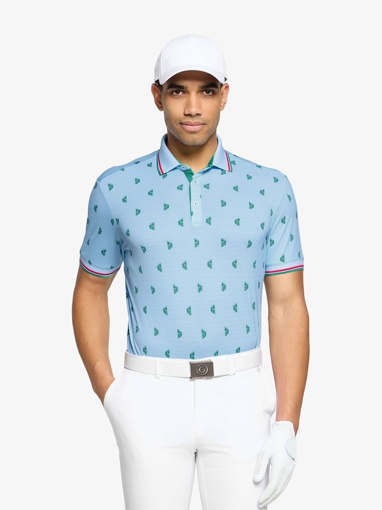 Galvin Green Blue Mendez Breathable Short Sleeve Golf Shirt - Image 1 of 5 Galvin Green Blue Mendez Breathable Short Sleeve Golf Shirt - Image 1 of 5