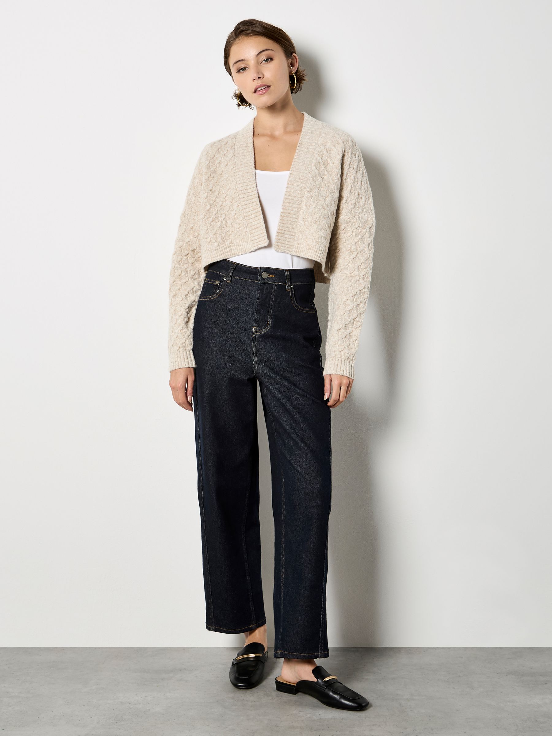 Buy Apricot Natural Plait Knit Shrug Cardigan from Next India