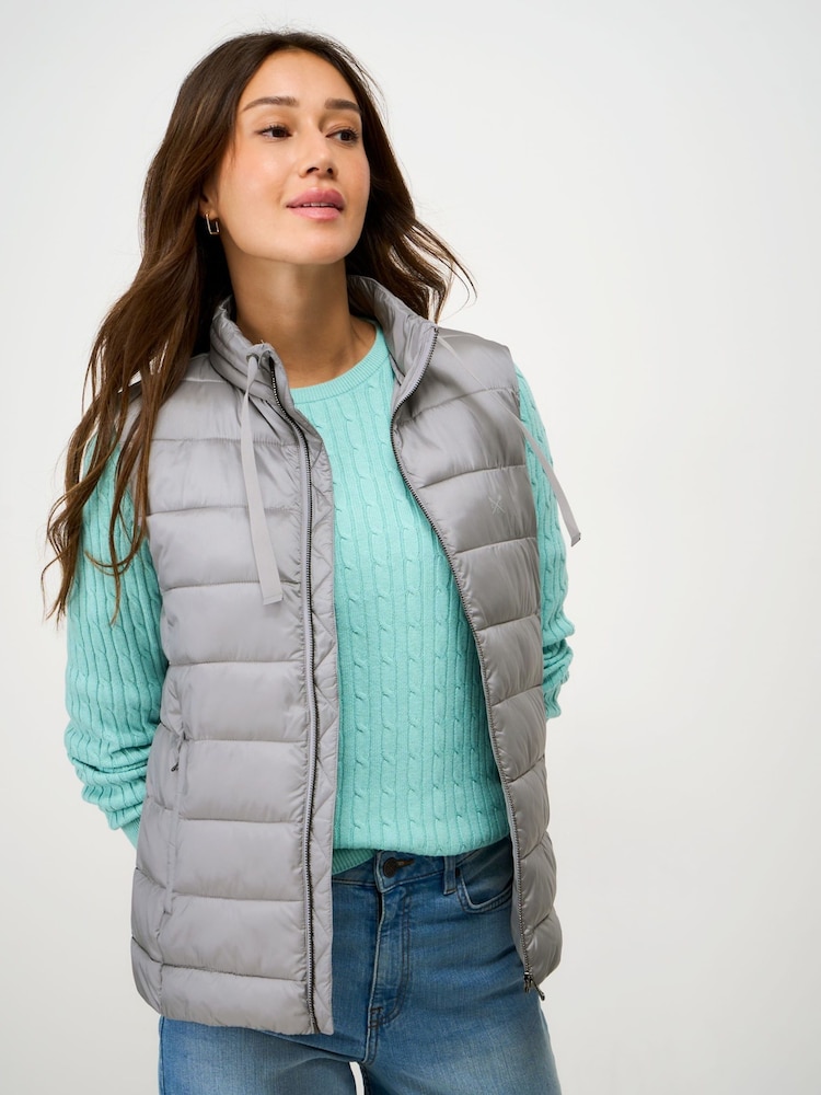 Crew Clothing Company Grey Metallic Padded Gilet - Image 1 of 5