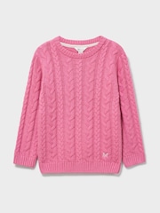 Crew Clothing Pink Plaited Cable Knit Jumper - Image 1 of 3