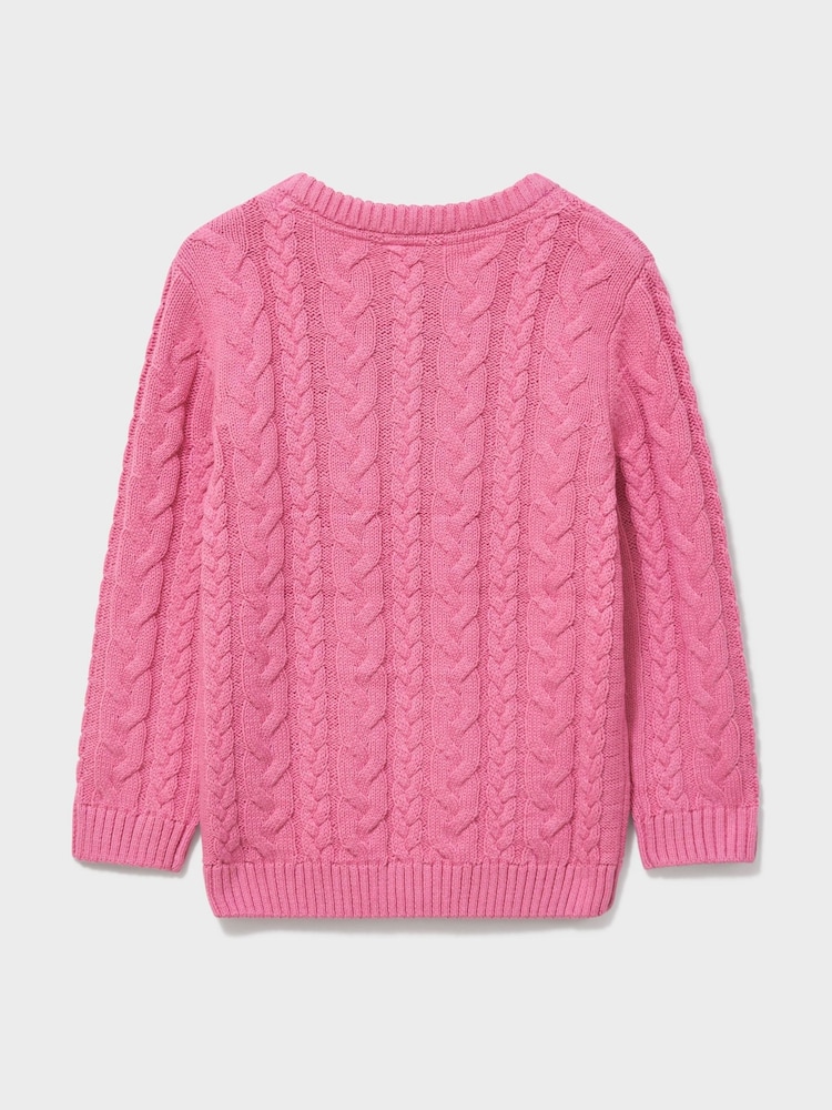 Crew Clothing Pink Plaited Cable Knit Jumper - Image 2 of 3 Crew Clothing Pink Plaited Cable Knit Jumper - Image 2 of 3