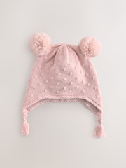 Rosa de pointelle - Knitted Baby Trapper Hat (0mths-2yrs) - Imagen 1 de 4