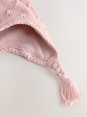 Rosa de pointelle - Knitted Baby Trapper Hat (0mths-2yrs) - Imagen 3 de 4