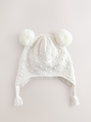 White Knitted Baby Trapper Hat - Image 1 of 4