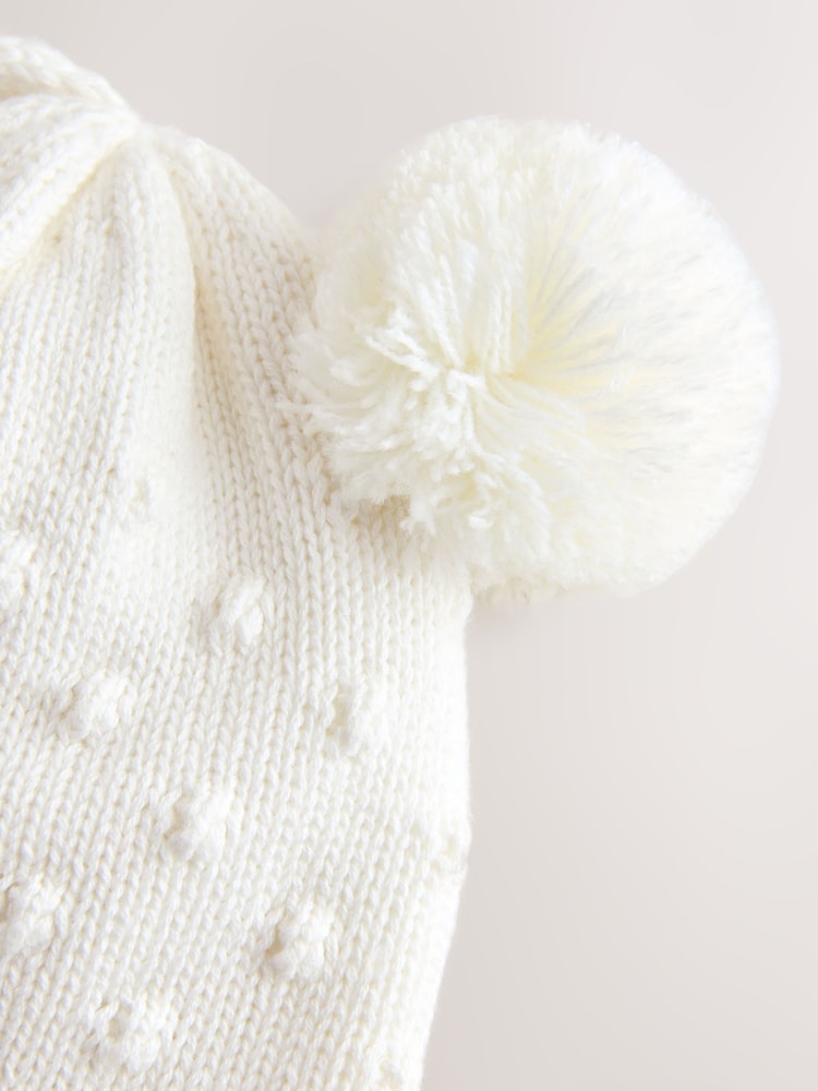 White Knitted Baby Trapper Hat - Image 2 of 4