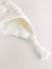 White Knitted Baby Trapper Hat - Image 3 of 4