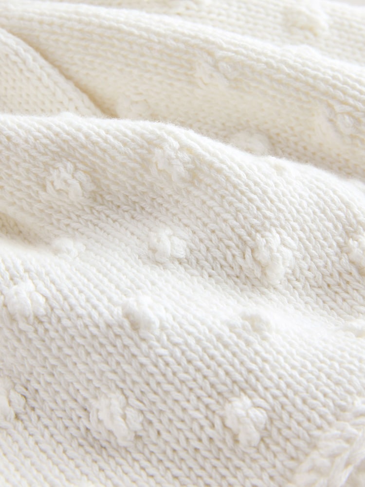 White Knitted Baby Trapper Hat - Image 4 of 4