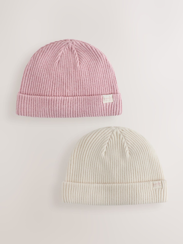 Rosa und creme: - Rib Baby Beanie - Bild 1 von 8 Rosa und creme: - Rib Baby Beanie - Bild 1 von 8