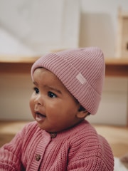 Rosa und creme: - Rib Baby Beanie - Bild 3 von 8