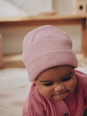 Rosa und creme: - Rib Baby Beanie - Bild 4 von 8