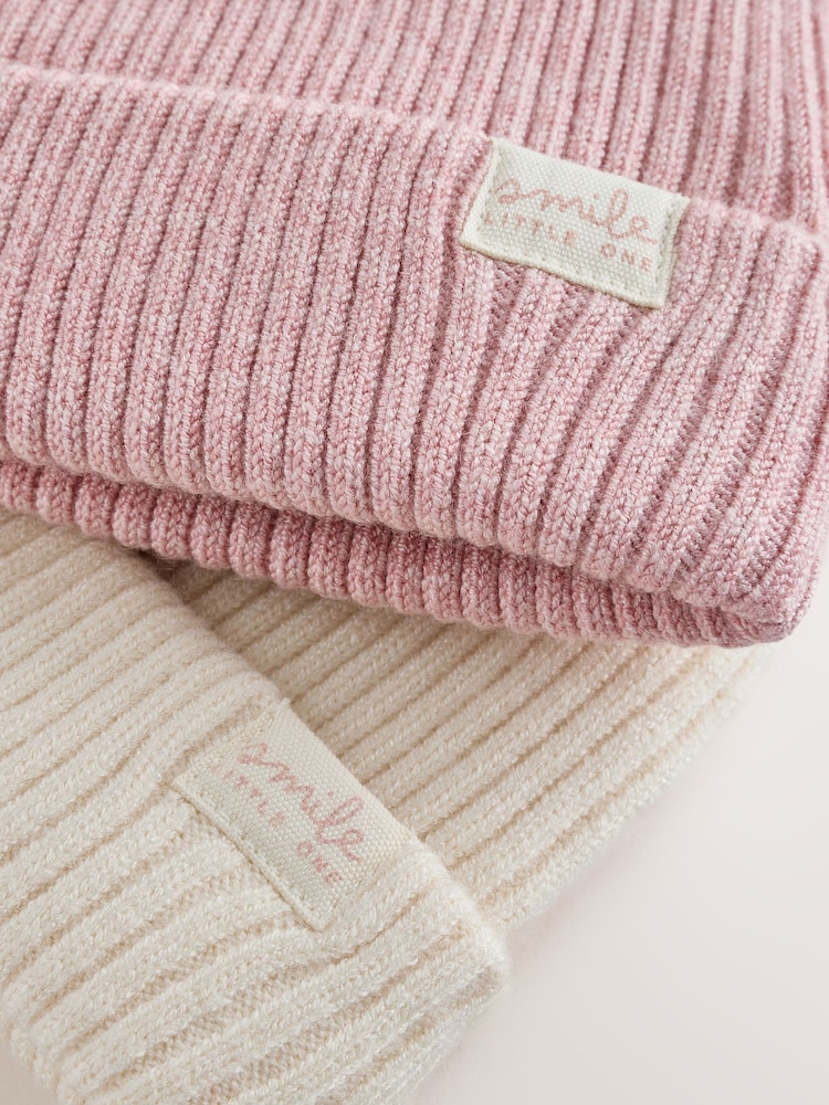 Rosa und creme: - Rib Baby Beanie - Bild 8 von 8 Rosa und creme: - Rib Baby Beanie - Bild 8 von 8