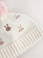 Pink/Cream Knitted Baby Pom Hat - Image 2 of 3