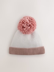 Pink Knitted Baby Pom Hat - Image 1 of 3