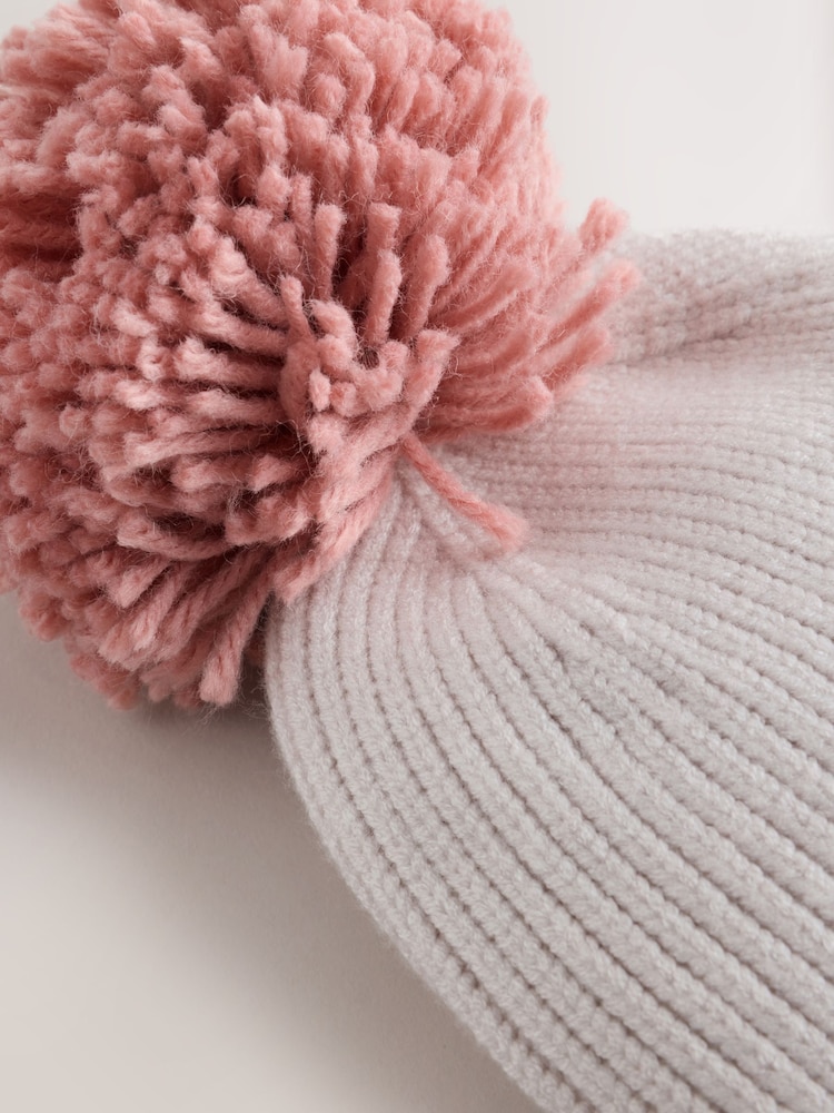 Pink Knitted Baby Pom Hat - Image 2 of 3 Pink Knitted Baby Pom Hat - Image 2 of 3