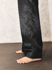 Rockett St George Black Animal Print Jacquard Satin Tie Side Pyjamas Set - Image 6 of 9