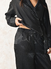 Rockett St George Black Animal Print Jacquard Satin Tie Side Pyjamas Set - Image 8 of 9