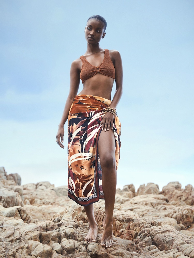 Multi Abstract Tie Waisted Print Sarong Skirt - Image 2 of 8