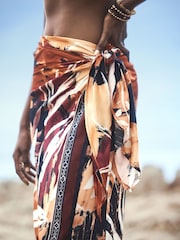 Multi Abstract Tie Waisted Print Sarong Skirt - Image 5 of 8