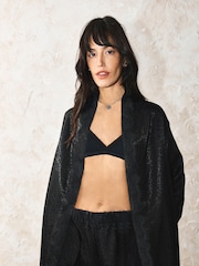 Rockett St George Black Animal Print Jacquard Satin Robe - Image 3 of 9