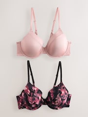Black Print/Pink Full Cup A-E Smoothing Ultimate Comfort Bras 2 Pack - Image 1 of 5