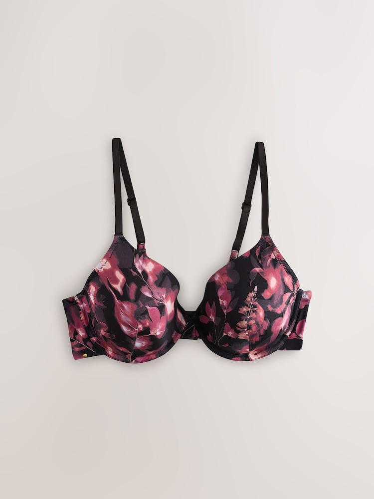 Black Print/Pink Full Cup A-E Smoothing Ultimate Comfort Bras 2 Pack - Image 2 of 5 Black Print/Pink Full Cup A-E Smoothing Ultimate Comfort Bras 2 Pack - Image 2 of 5