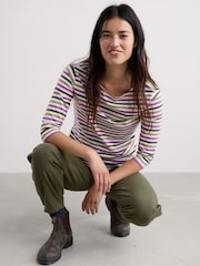 أبيض/ألوان متعددة - بلوزة قطن بطراز بحارة بأكمام 3/4 من Seasalt Cornwall - Image 3 of 6