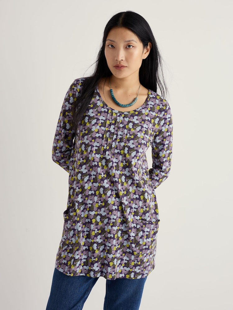 Seasalt Cornwall Purple 3/4 Sleeve Busy Lizzy Tunic - Image 2 of 5