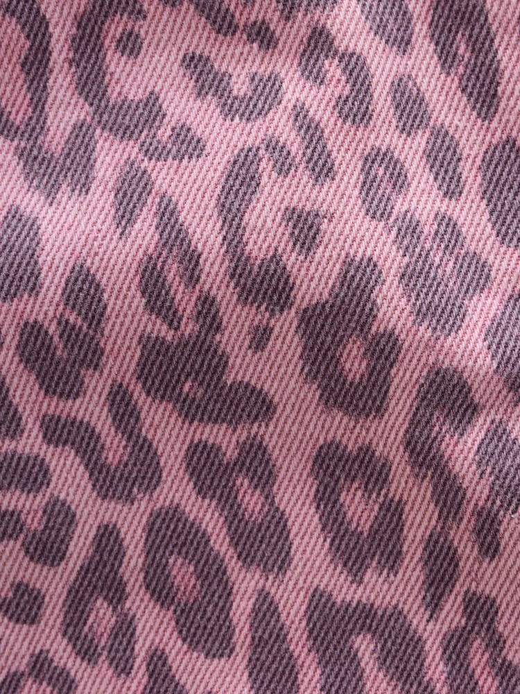 Pink Leopard Animal Print Regular Length Frayed Edge Denim Shorts (3-16yrs) - Image 5 of 5