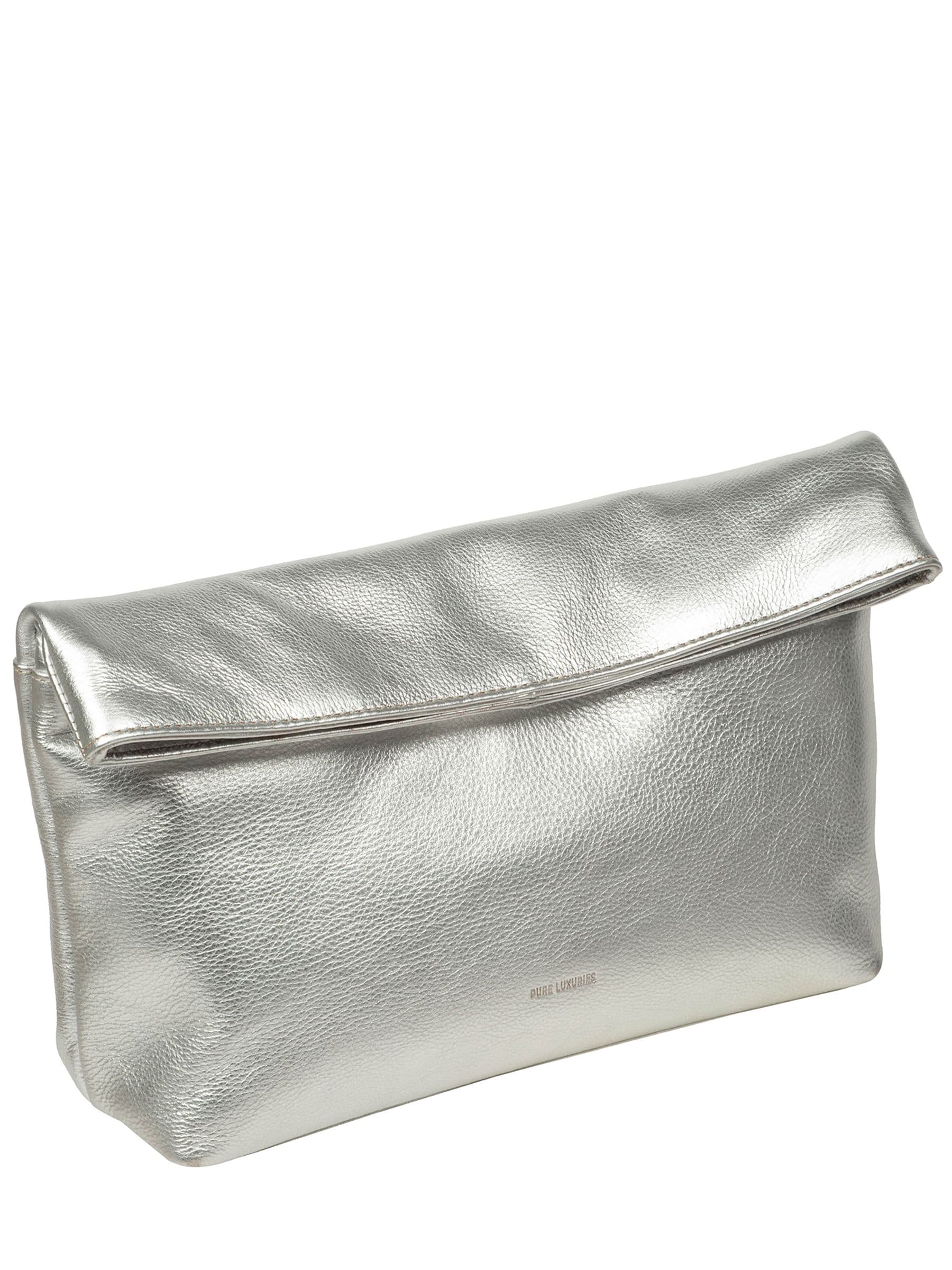 Buy Pure Luxuries London Silver Sabella Leather Clutch Bag from