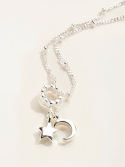 FatFace Silver Tone Star Moon Necklace - Image 3 of 3