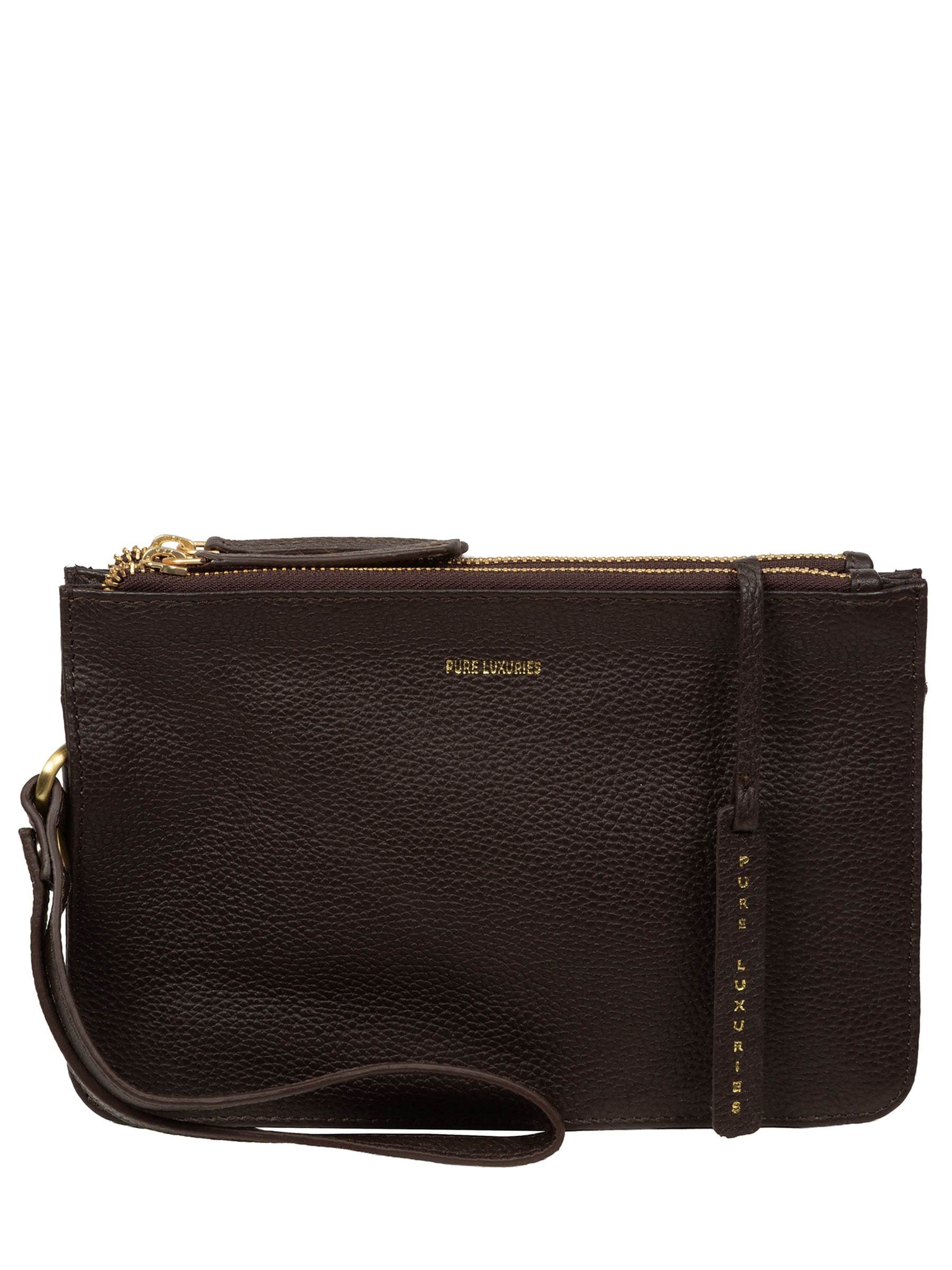 Pure Luxuries London Women's Brown Eleanor Leather Clutch Bag