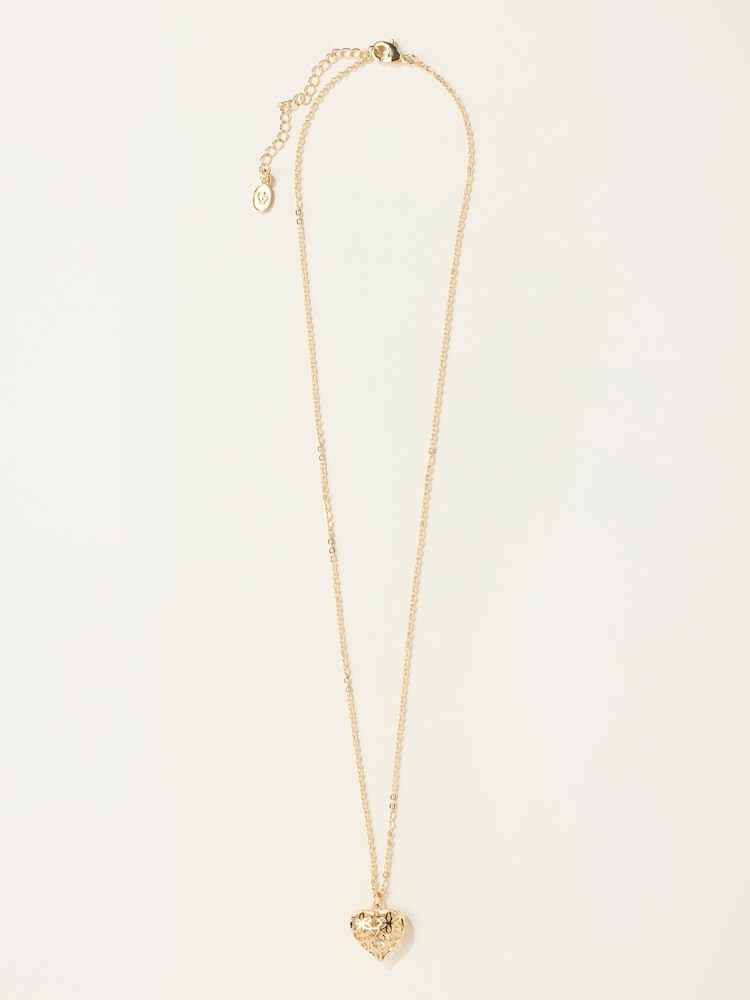 FatFace Gold Tone Heart Filagree Necklace - Image 1 of 2