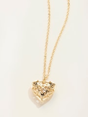 FatFace Gold Tone Heart Filagree Necklace - Image 2 of 2