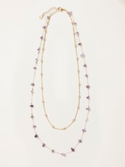 FatFace Purple Layered Stone Necklace - Image 1 of 2