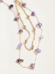 FatFace Purple Layered Stone Necklace - Image 2 of 2