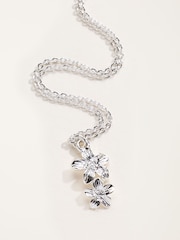 FatFace Silver Tone Double flower Necklace - Image 3 of 3