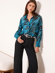 Lipsy Chiffon Printed Oversized Shirt - Image 1 of 4