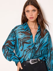 Lipsy Chiffon Printed Oversized Shirt - Image 3 of 4