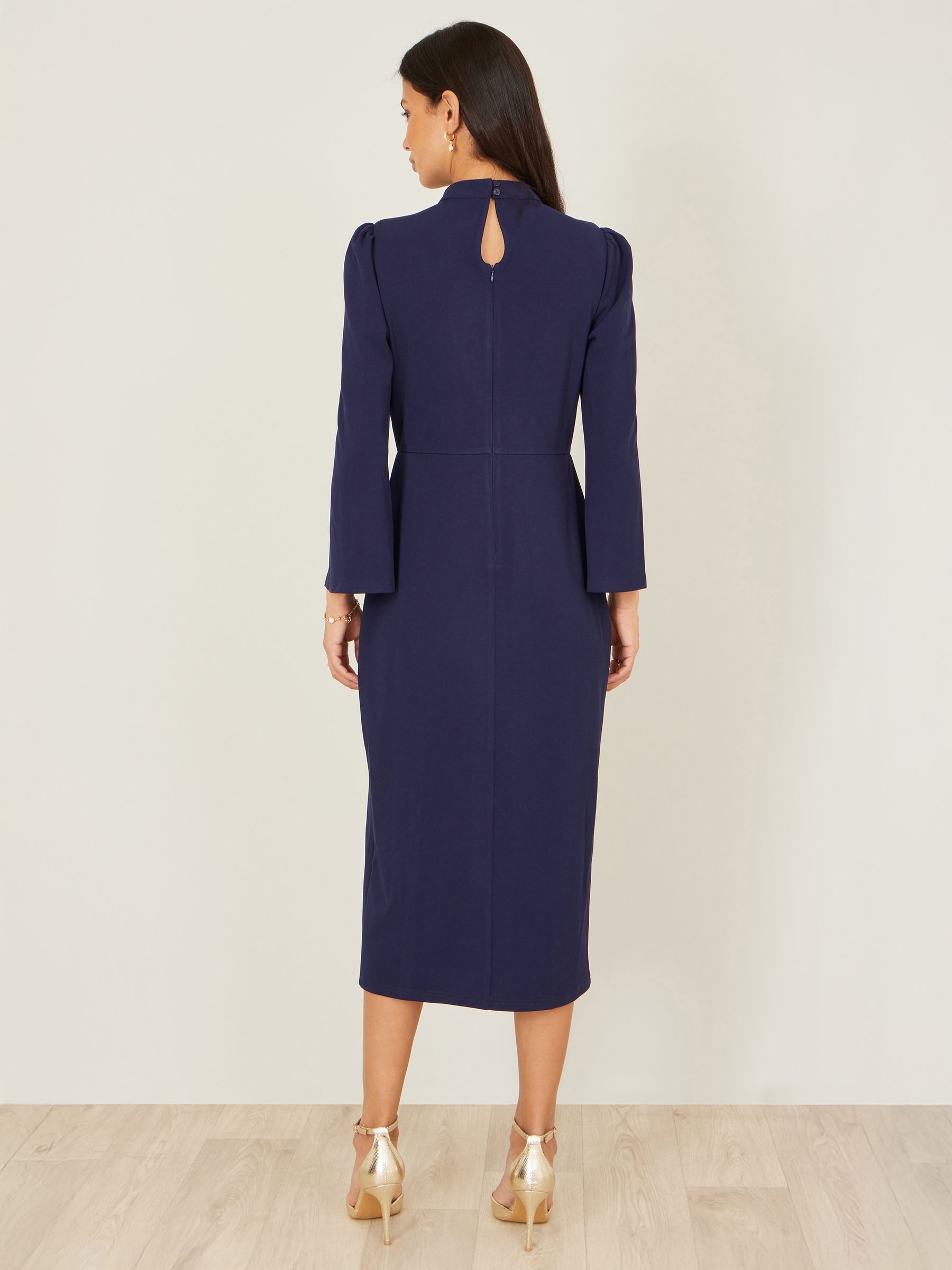 Buy Yumi Blue Fitted Midi Dress With Flute Sleeves from Next USA