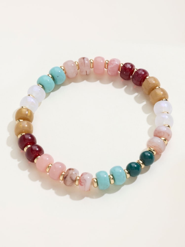 FatFace Multi Colour Stretch Bead Bracelet - Image 1 of 2