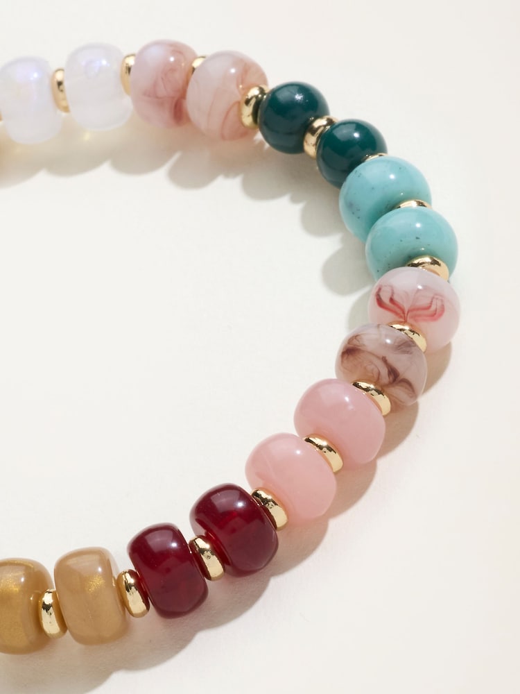 FatFace Multi Colour Stretch Bead Bracelet - Image 2 of 2