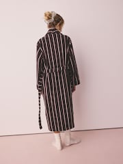 Chocolate Brown/Pink Stripe Towelling Dressing Gown - Image 4 of 6