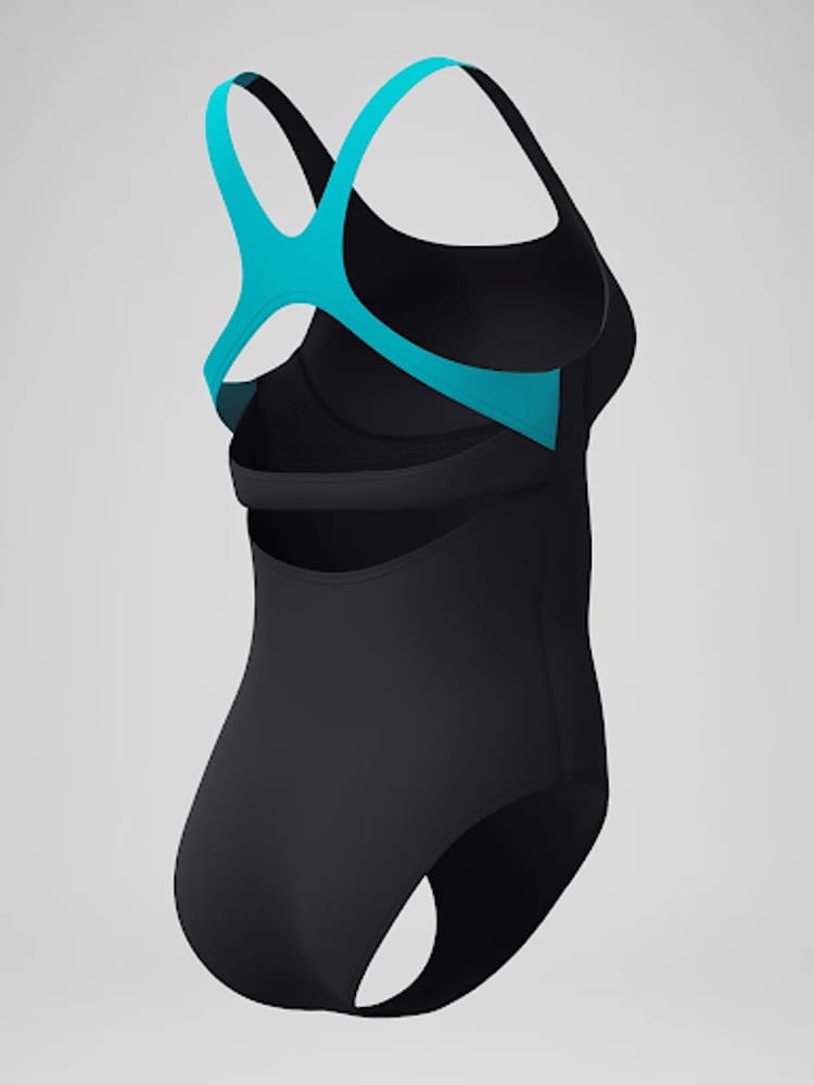 Speedo Black Solid Flex Band One Piece Swimsuit - Image 4 of 4 Speedo Black Solid Flex Band One Piece Swimsuit - Image 4 of 4
