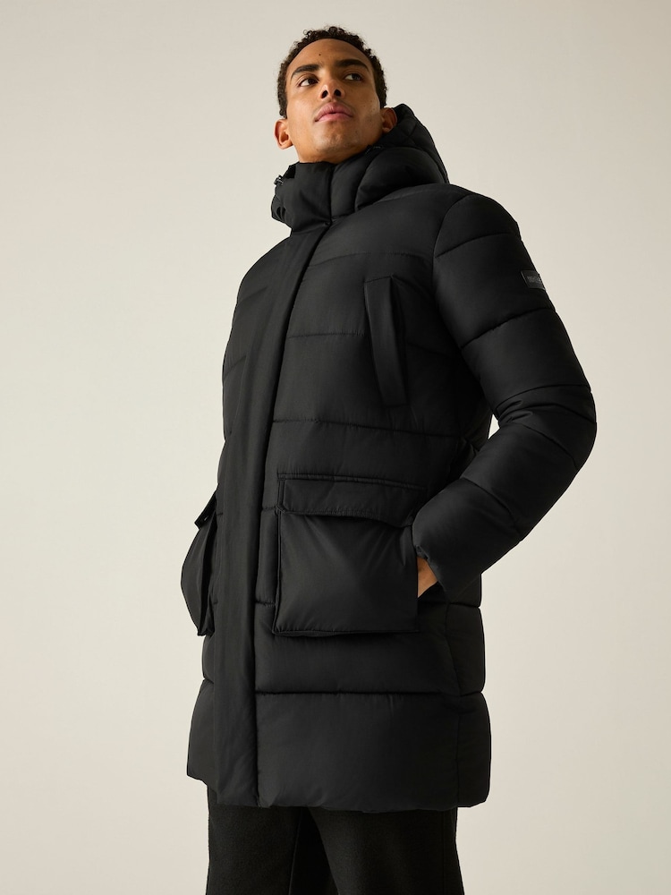 Regatta Black Marek longline Baffled Jacket - Image 2 of 11 Regatta Black Marek longline Baffled Jacket - Image 2 of 11
