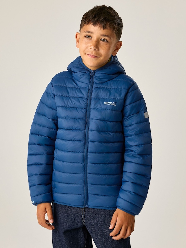 Regatta Aviator Blue(Wild Lime) Junior Hooded Marizion Baffled Jacket - Image 1 of 6 Regatta Aviator Blue(Wild Lime) Junior Hooded Marizion Baffled Jacket - Image 1 of 6