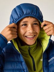 Regatta Aviator Blue(Wild Lime) Junior Hooded Marizion Baffled Jacket - Image 6 of 6